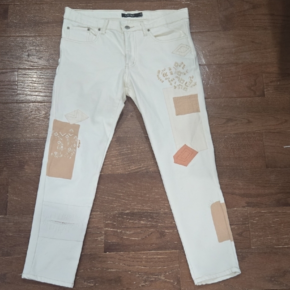 Ralph Lauren Denim - Ralph Lauren Cream, Patchwork Jeans, Size 8